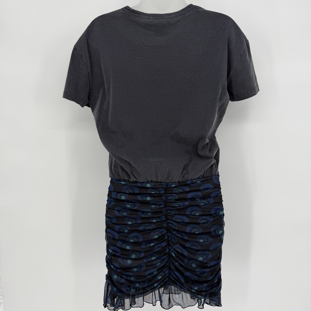 Desigual Sz M Maximalist Botanical Peacock Short Sleeve Casual Mini Ruched Dress - Picture 3 of 7